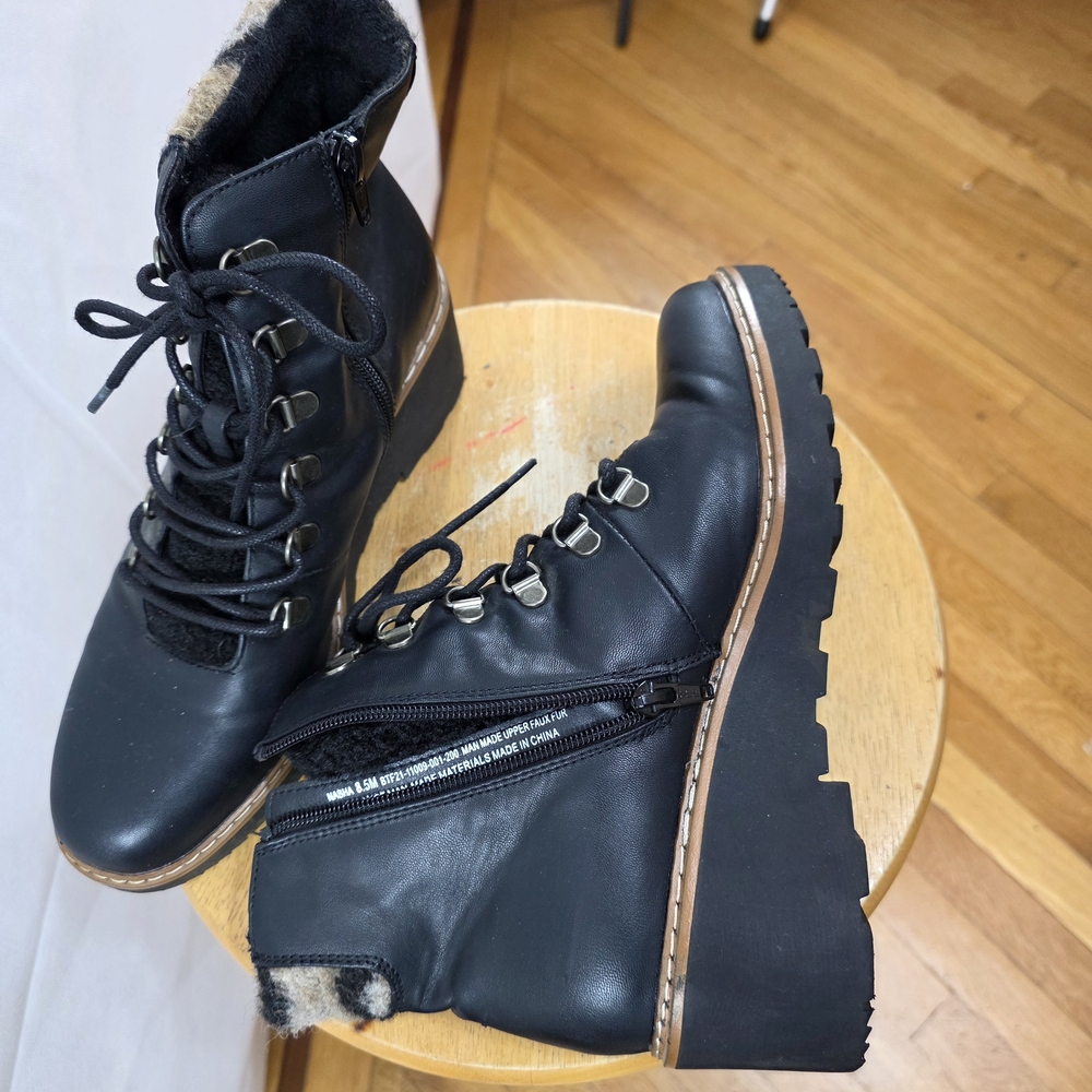 BareTraps Black Ankle Boots with Tan Accents - Picture 5 of 15